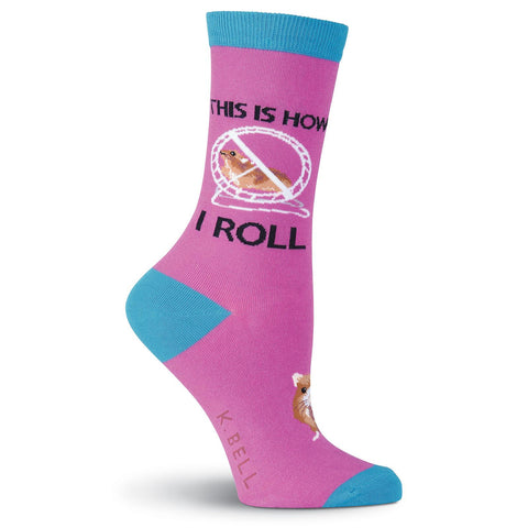 K. Bell Womens Hamster Wheel Crew Socks