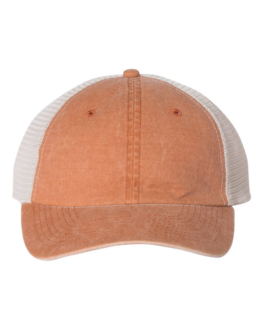 Sportsman Pigment-Dyed Trucker Cap, Adjustable, Texas Orange/Stone
