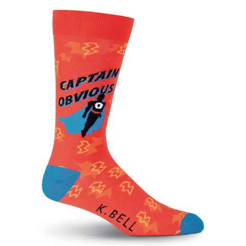 K. Bell Mens Captain Obvious Crew Socks