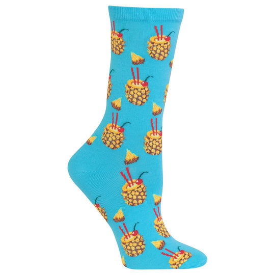 Hot Sox Womens Pineapple Drinks Crew Socks