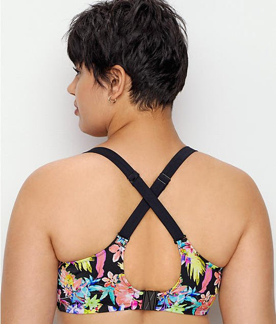 Elomi Womens Electroflower Underwire Multiway Plunge Bikini Top