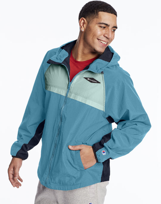 Champion Mens Stadium Wind Jacket, L, Black/Concrete/White