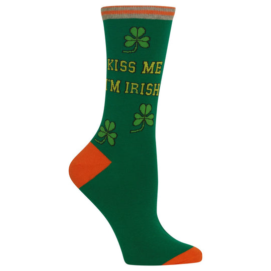 Hot Sox Womens Kiss Me Im Irish Crew Socks