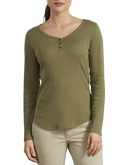 Dickies Womens Long Sleeve Henley Shirt