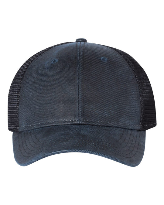 Sportsman Faux Waxy Trucker Cap, Adjustable, Grey/Black