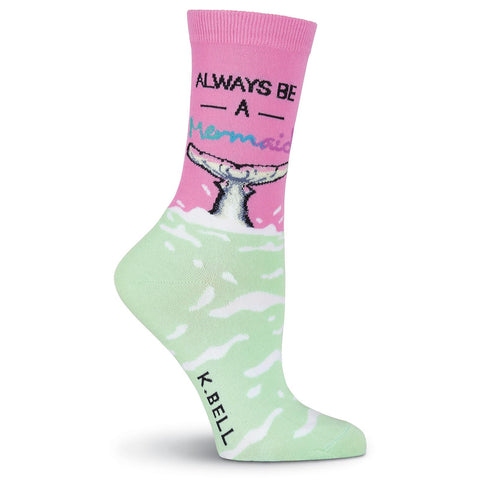 K. Bell Womens Always Be A Mermaid Crew Socks
