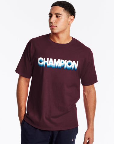 Champion Mens Classic Short-Sleeve Jersey Tee, S, Maroon