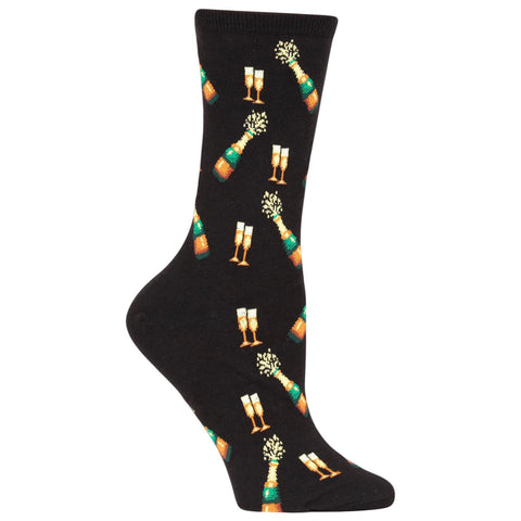 Hot Sox Womens Champagne Bottles Crew Socks