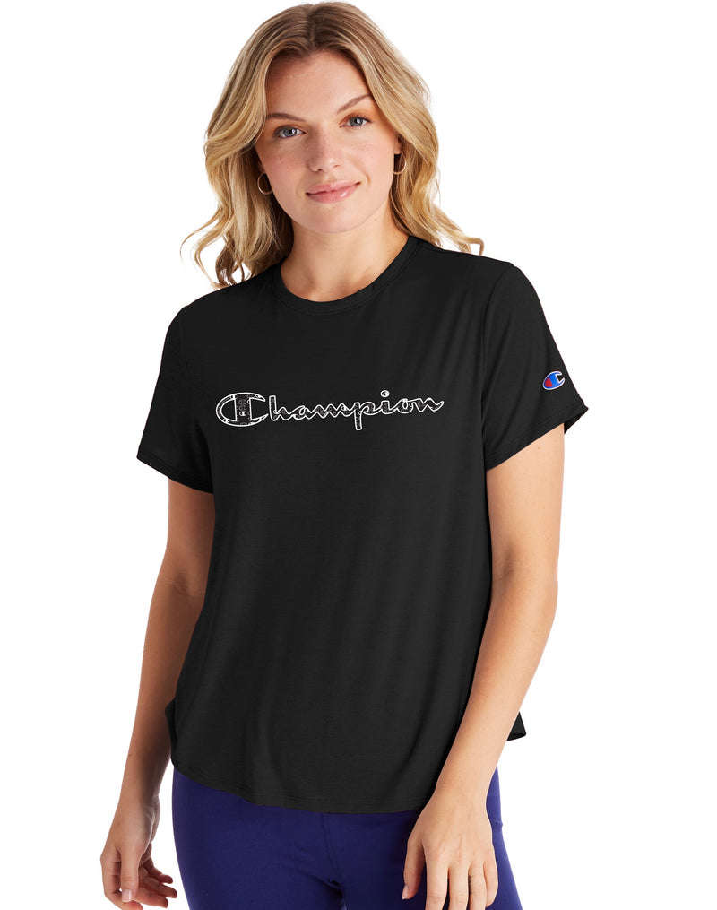 Champion Womens Sport Lightweight Tee, L, Black