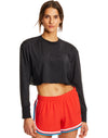 Champion Womens Long-Sleeve Cropped Crew Tee, L, Black