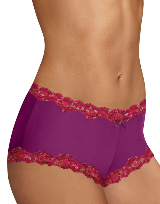 Maidenform Women`s Cheeky Cotton Scalloped Lace Hipster