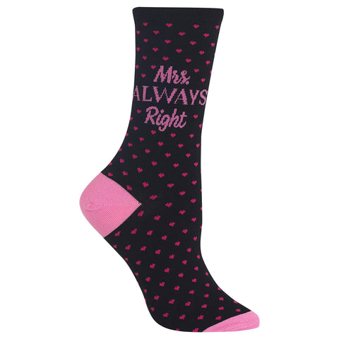 Hot Sox Womens Mrs. Always Right Crew Socks