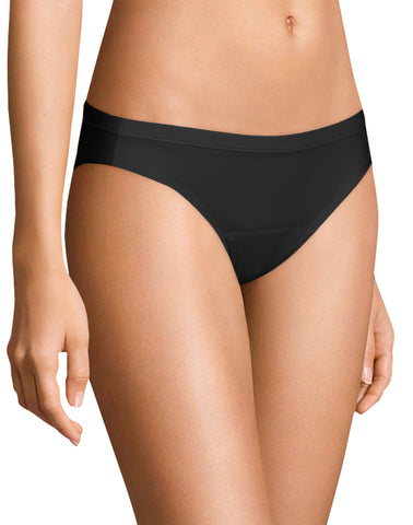 Hanes Women’s Fresh & Dry Light Period Underwear Bikini Black 3-Pack