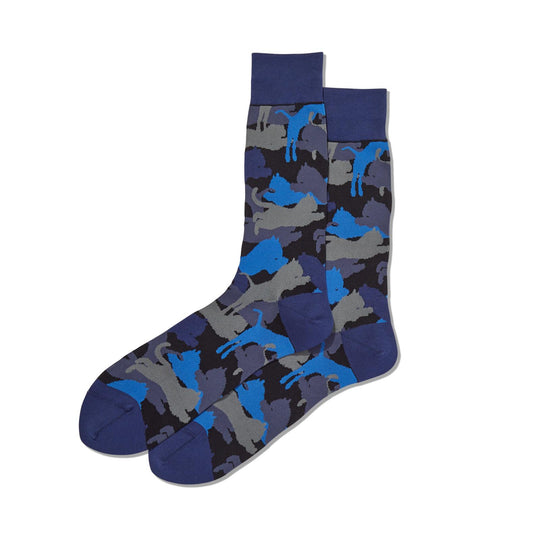 Hot Sox Mens Lion Camouflage Crew Socks