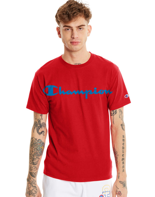 Champion Mens Classic Short-Sleeve Jersey Tee, XL, White