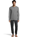 Hanes Mens 1901 Heritage Striped Henley Crewneck and Jogger Pant Lounge Set