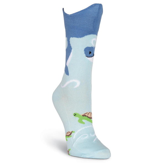 K. Bell Womens Wide Mouth Whale Tail Crew Socks