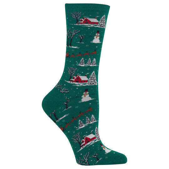 Hot Sox Womens Christmas Scene Crew Socks