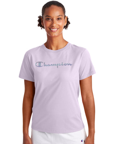 Champion Womens Classic Short-Sleeve Tee, M, Lilac Wash