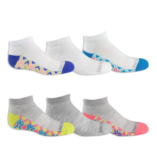 Fruit Of The Loom Girls Active Arch Support Cushioned Low Cut Socks 6 Pair