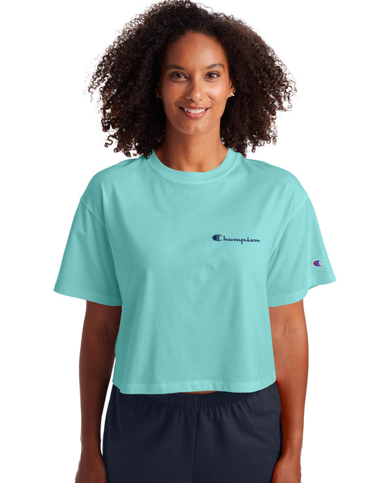 Champion Womens Cropped Tee, L, Black