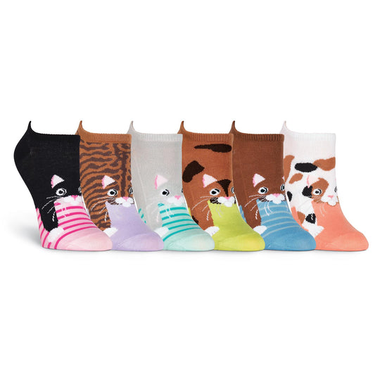 K. Bell Womens Cats 6 Pair Pack Ankle Socks