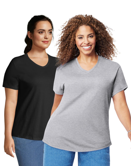JMS Cotton Jersey V-Neck Short Sleeve T-Shirt - 2 Pack