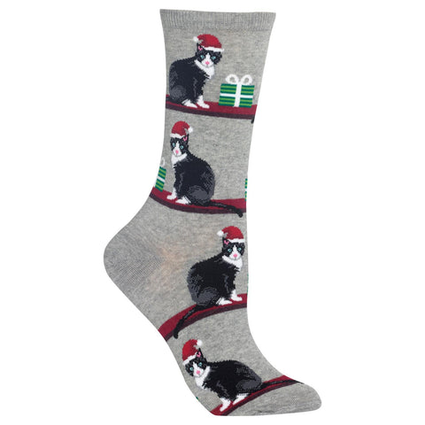 Hot Sox Womens Christmas Cats Crew Socks