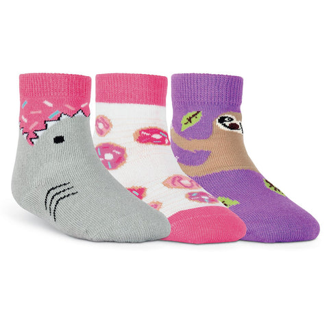 K. Bell Infants Shark Bite Sprinkles Three Pair Crew Socks