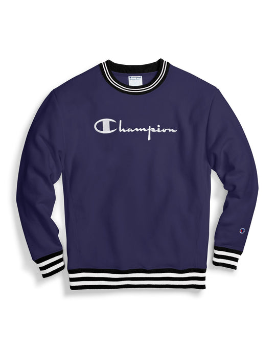 Champion Life Mens Reverse Weave Yarn Dye Rib Trim Crew