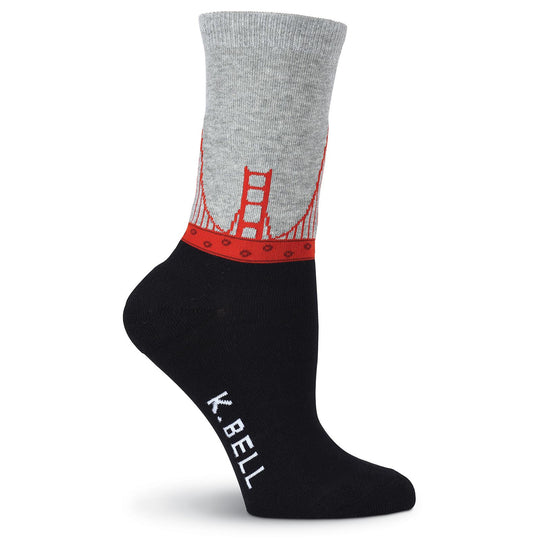 K. Bell Womens Golden Gate Bridge Crew Socks - American Made