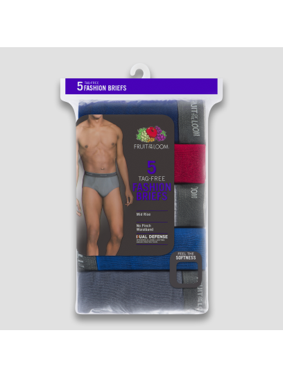 Fruit Of The Loom Mens Assorted Fashion Briefs 5 Pack, 2XL, Assorted