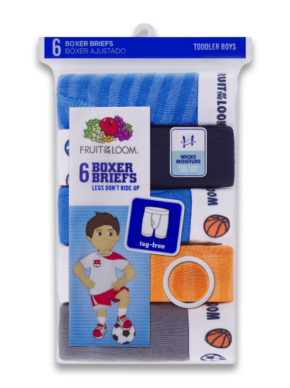 Fruit Of The Loom Toddler Boys Cotton Boxer Briefs 6 Pack, 4T/5T, Assorted
