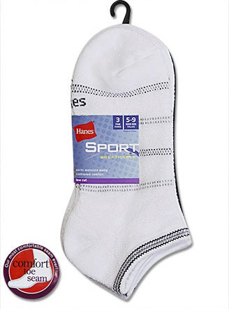 Hanes Full Mesh Women's Low-Cut Athletic Socks 3 Pairs