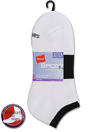 Hanes Women's Low-Cut Athletic Socks With Arch Support 3 Pairs