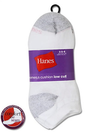 Hanes Women's Cushion Low Cut Socks 3 Pairs