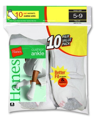 Hanes Women's 10 Pack Ankle Sock
