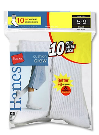 Hanes Women's Crew Socks 10 Pack
