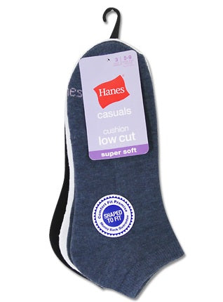Hanes Casuals Cushioned Low-Cut Women's Socks 3 Pairs