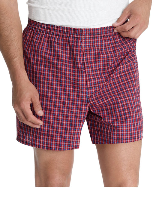 Hanes Classics Men's TAGLESS Tartan Boxers with Comfort Flex Waistband 5-Pack