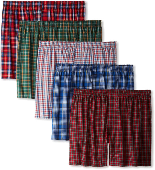 Hanes Classics Men's TAGLESS Tartan Boxers with Comfort Flex Waistband 5-Pack