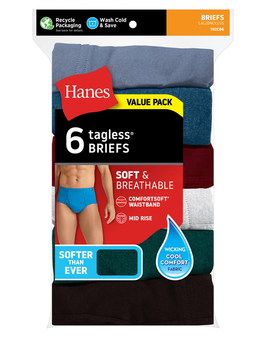 Hanes Men's Cool Comfort® Mid Rise Briefs 6-Pack