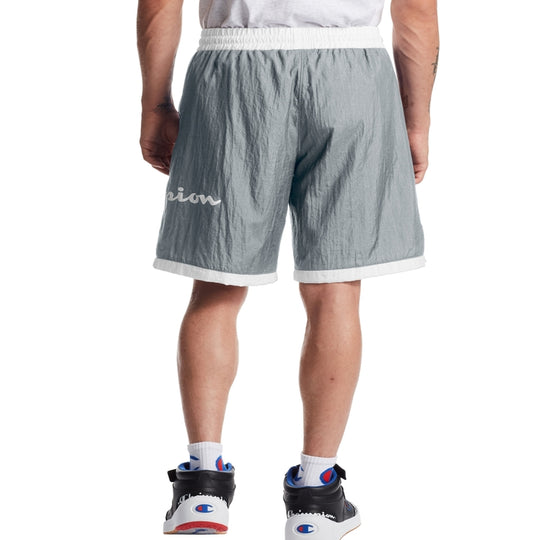 Champion Mens Crinkle Shorts, L, Concrete/White