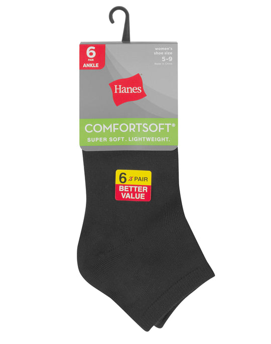 Hanes Women's ComfortSoft® Ankle Sock, 6-Pack