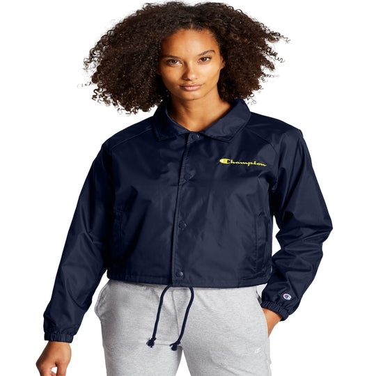 Champion Womens Cropped Coaches Jacket, XS, White