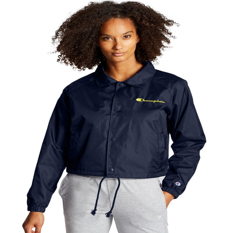 Champion Womens Cropped Coaches Jacket, XS, White