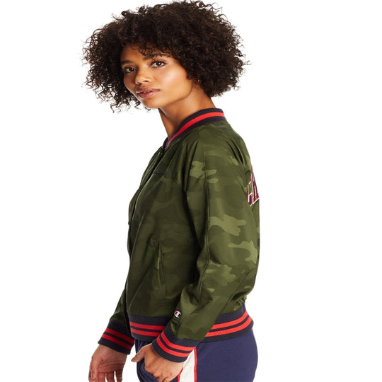 Champion Life Womens Bomber Camo Jacket, L, Black Camo