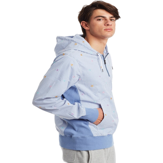 Champion Life Mens Seersucker Hoodie, XS, Frontier Blue