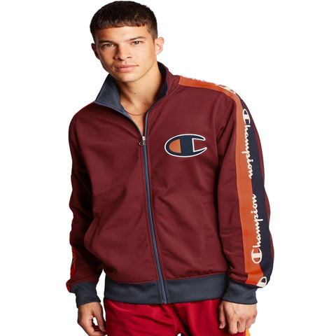 Champion Life Mens Track Jacket, S, Cherry Pie/Navy