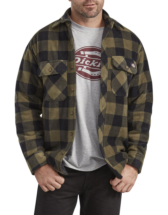 Dickies Mens Relaxed Fit Icon Micro Fleece Quilted Shirt Jacket